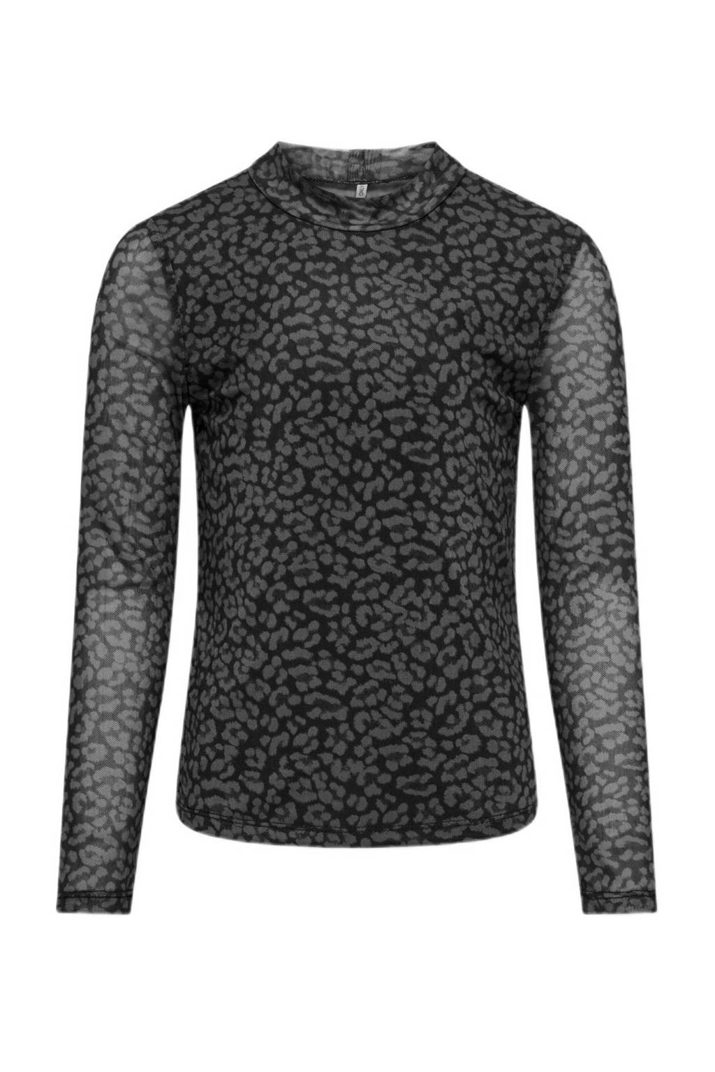 ONLY longsleeve met panterprint zwart/grijs