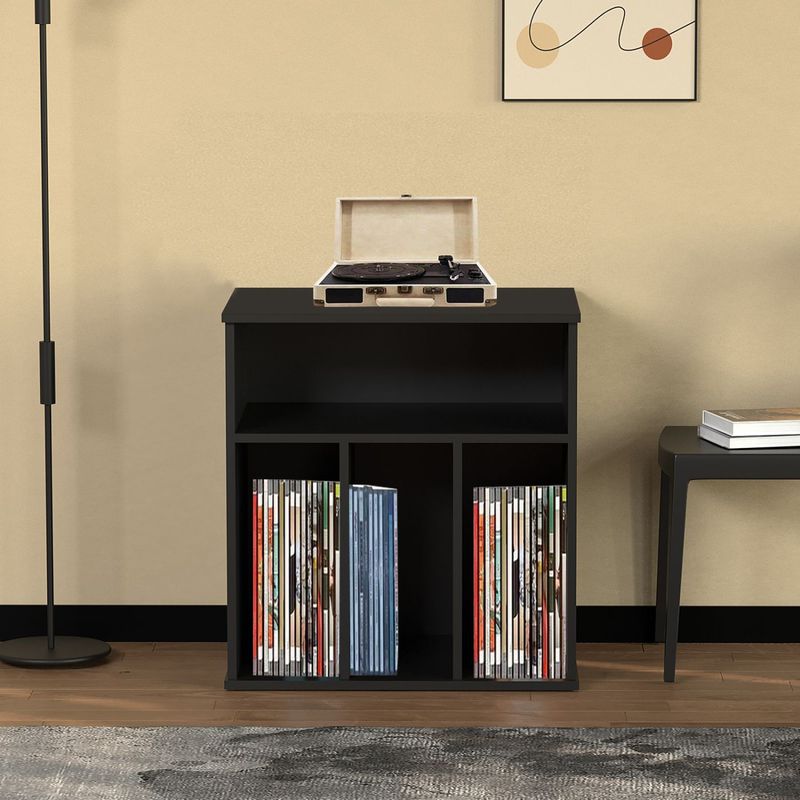 Lp Vinyl Opbergkast - Zwart - Praktisch en Verrijdbaar Design