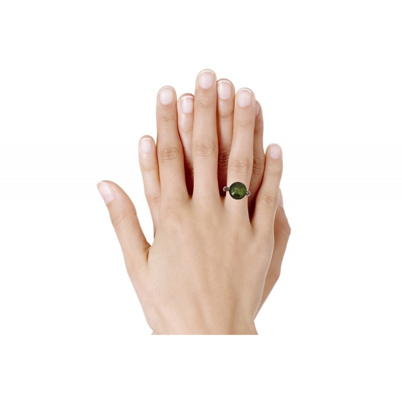 Bague Argent Demi Lune Zirconium Olive