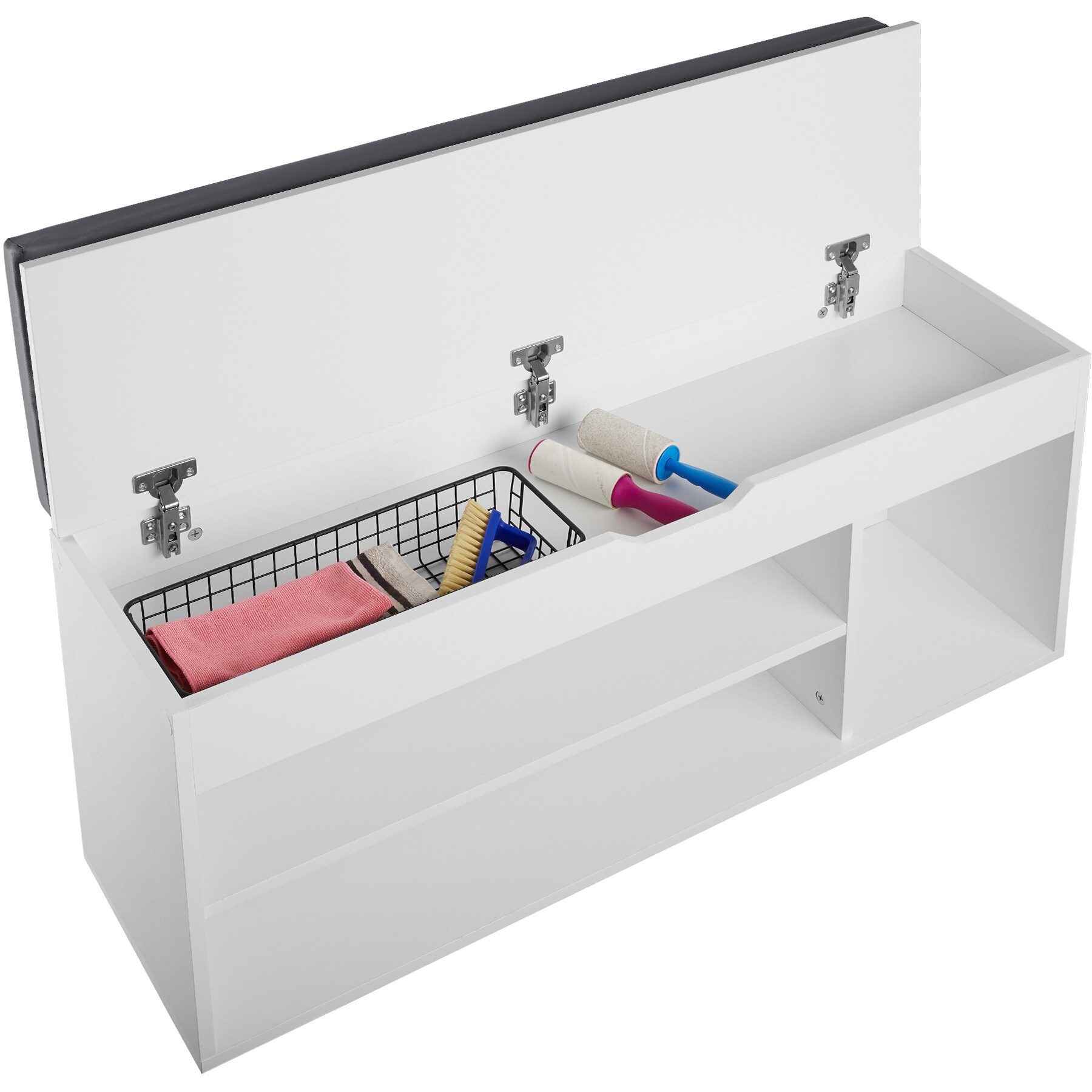 tectake® Schuhbank, für 9 Paar Schuhe, großes Klappfach, 104 x 30 x 49 cm