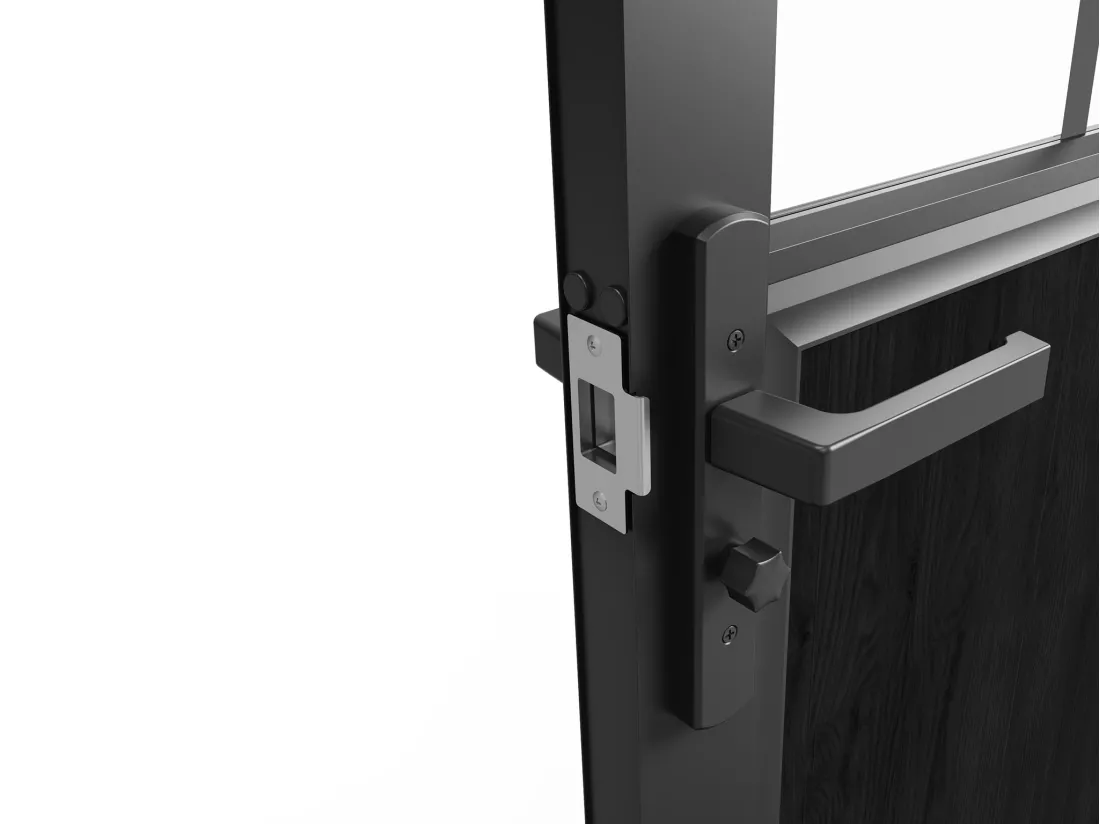 Bloc porte réversible à deux battants en aluminium et verre trempé style atelier - 2 x H204 x L83 cm - Noir - ERMELO