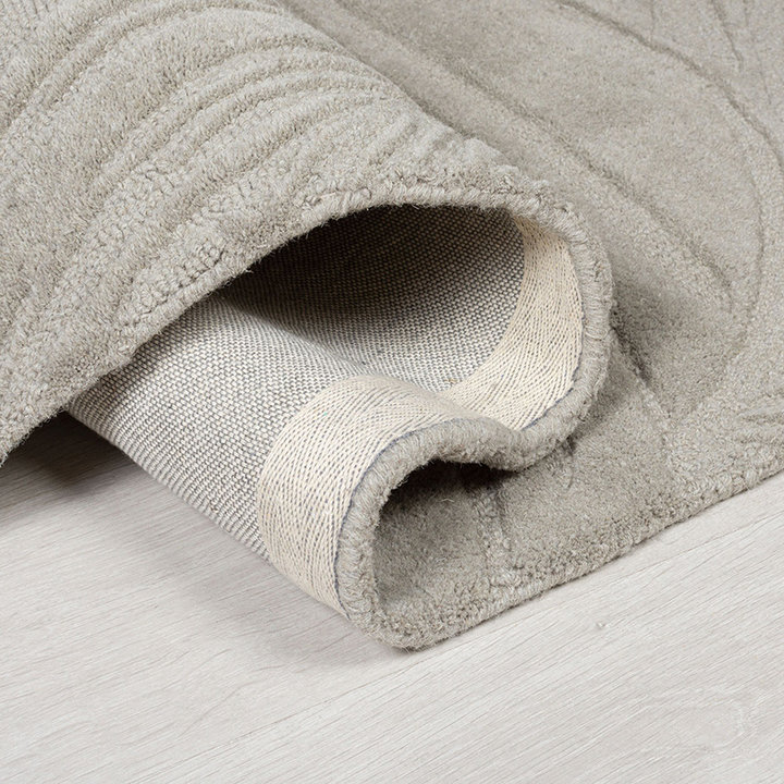 Rond modern vloerkleed - Solacio Leaves Grijs