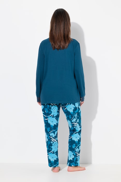 Pyjama, Spitze, V-Ausschnitt, Langarm, Modalmix