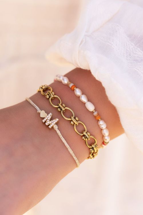 Beige initial armband