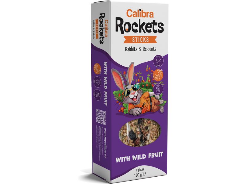 Calibra Snack Wildfrüchte Sticks Kaninchen und Nager 2 Stüc Ergänzungsfuttermittel für Kaninchen, Meerschweinchen, Chinchillas und andere Nager