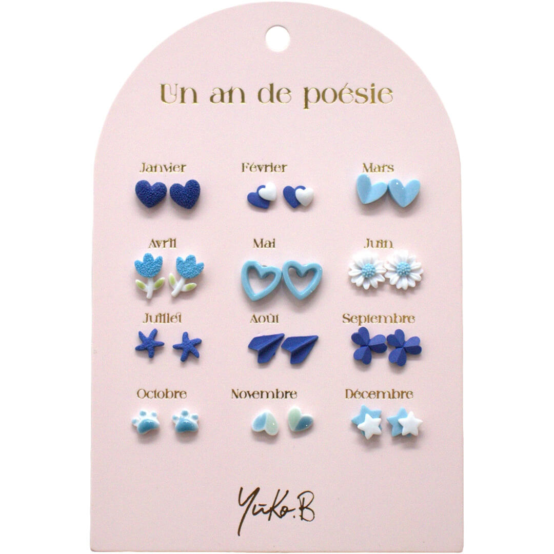 Yuko b. oorbellen blauw - 12 paar