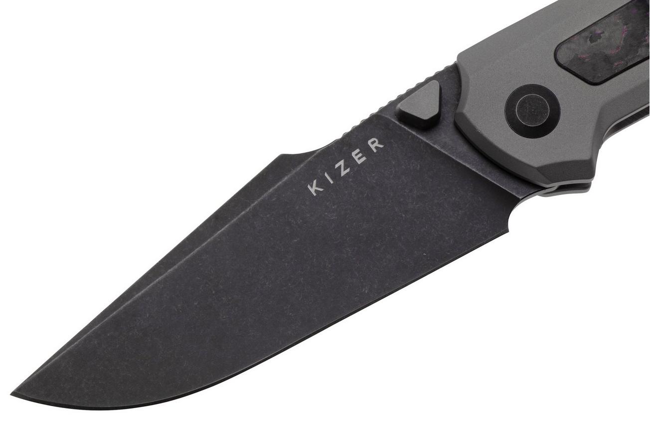 Kizer Feweed KI3694A1 Blackwashed CPM S35VN, Titanium Purple Haze Fat Carbon Inlay, zakmes