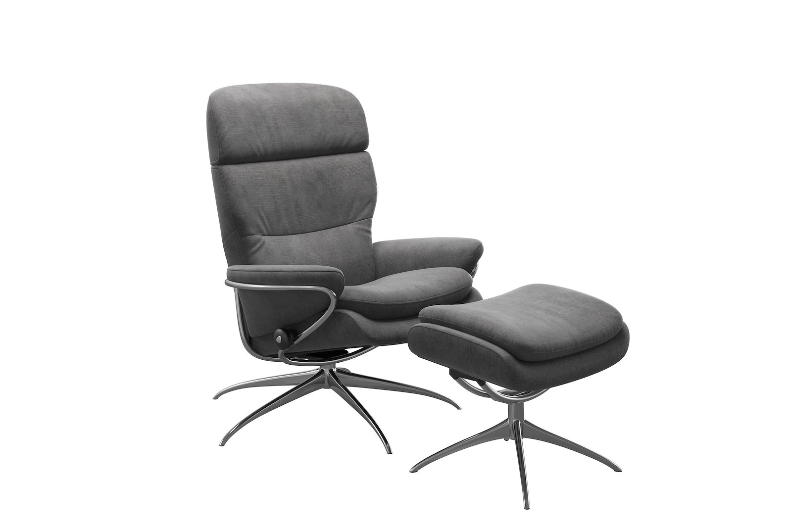 Rome lenestol m/krakk Tekstil Magnolia Light Grey - Star - Chrome