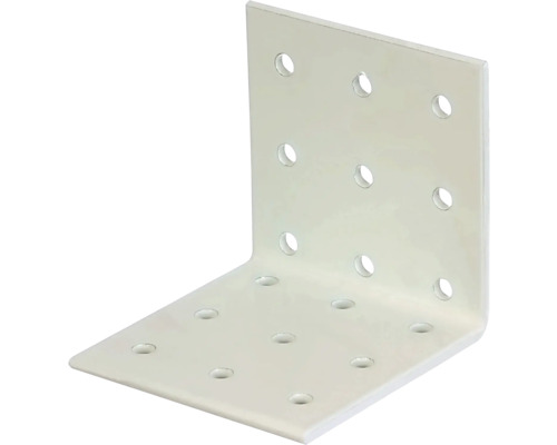 Geperforeerde hoekbeugel 60 x 60 x 60 mm, wit kunststof gecoat, 1 stuk
