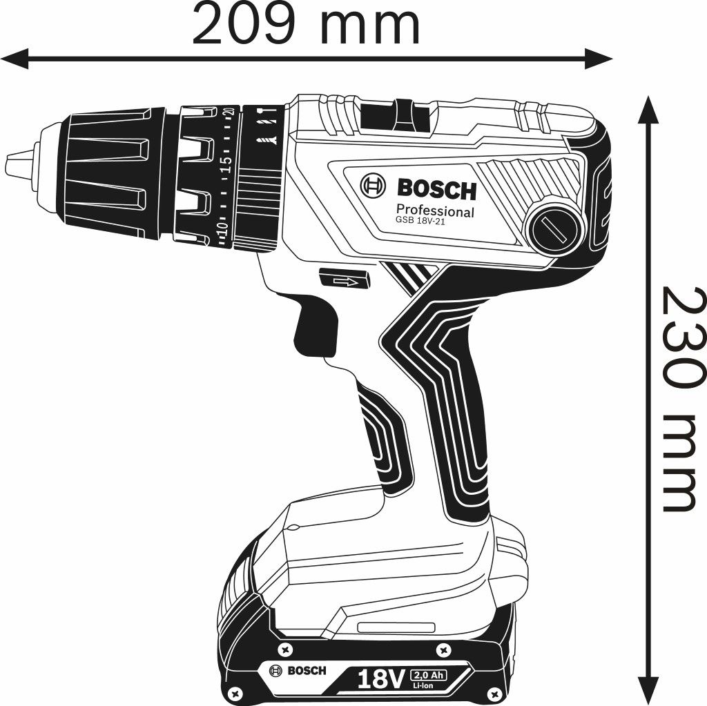 Bosch GSB 18V-21 Accu schroefklopboormachine - 06019H1176