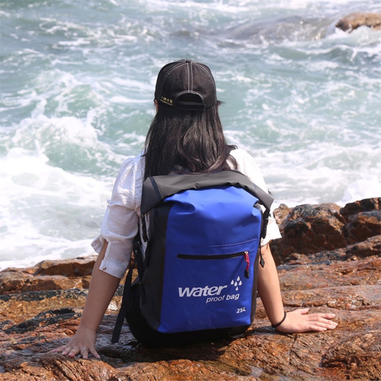 (25L) Wasserfester Rucksack Dry Bag Packsack Schwimmsack mit Schultergurt - Rot / Schwarz
