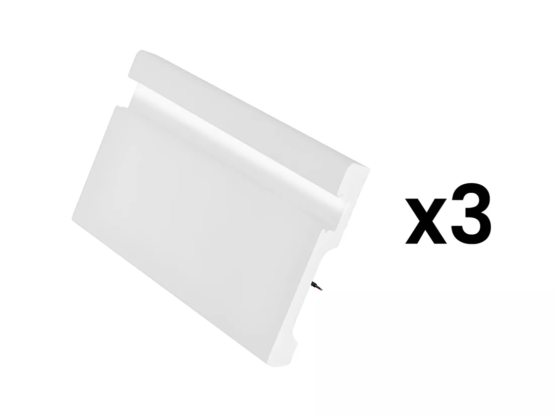 Lot de 3 plinthes en polystyrène L290 x l1.8 x H12 cm blanc - ATENO