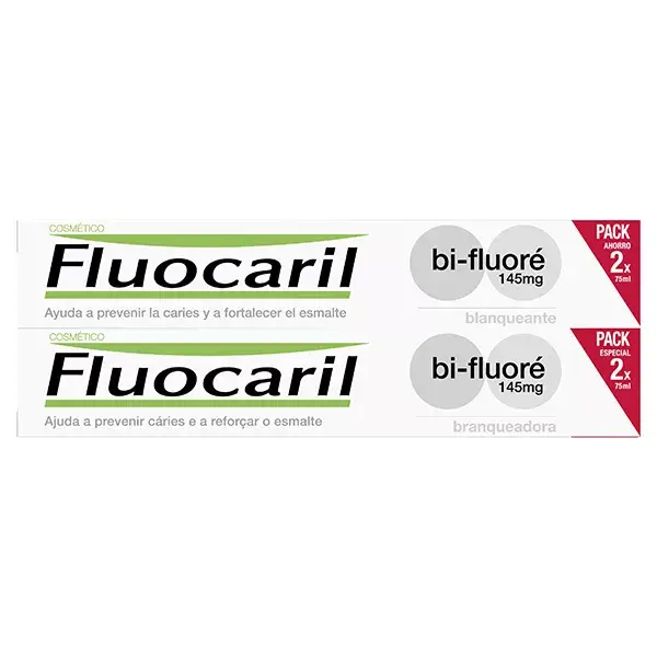 Creme dental clareador Fluocaril Bi-Fluoride 145mg, pacote com 2 unidades de 75ml