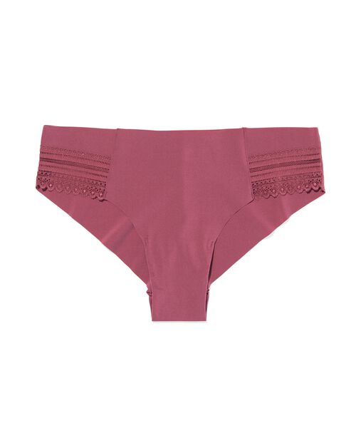 slip brésilien femme micro avec insert en dentelle rose foncé