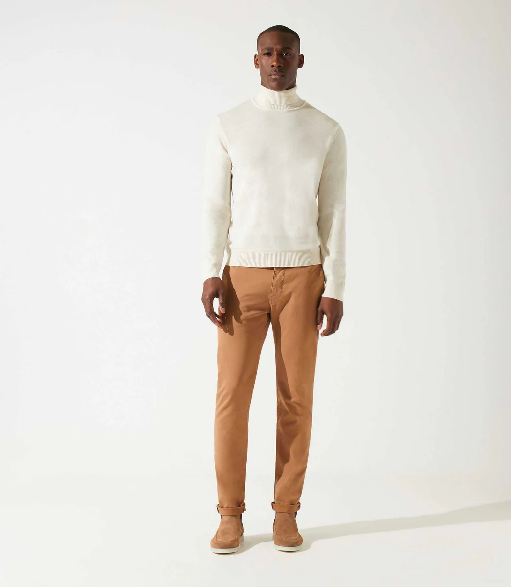 Pull col roulé écru 100% mérinos