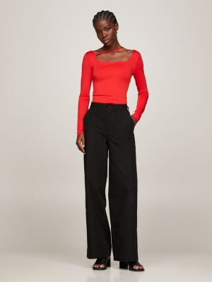 Blusa de manga comprida com várias alças