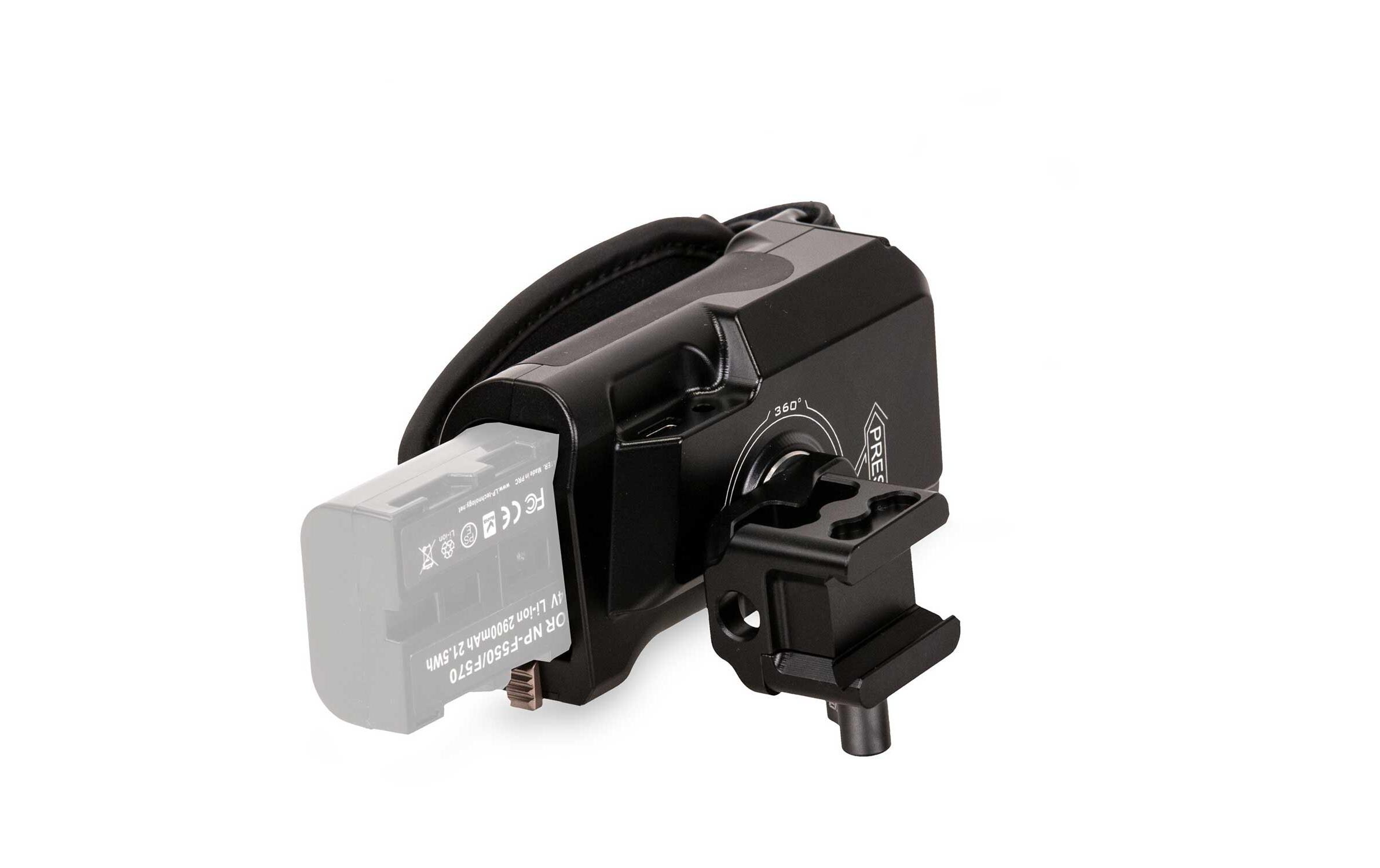Left Side Advanced Power Handle with R/S Type VI - SchwarzWird an der linken Seite der Tiltaing-Kamerakäfige befestigt
