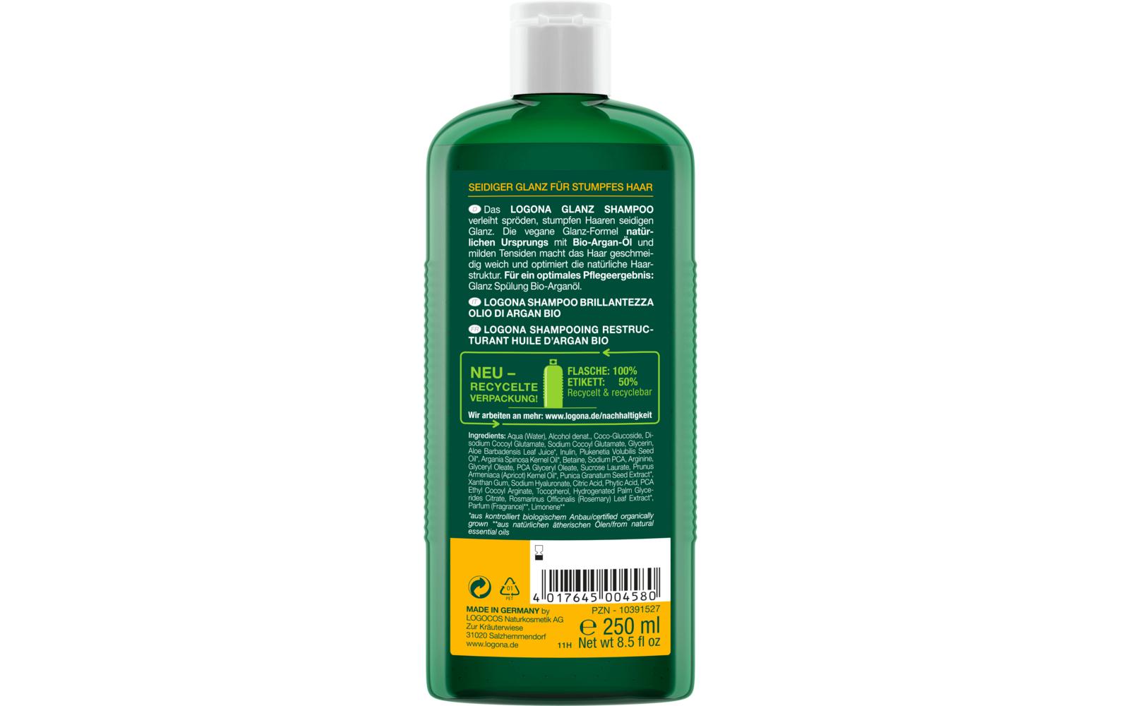Glanz Shampoo Bio-Arganöl 250 mlHaarshampoo für natürlich glänzendes Haar