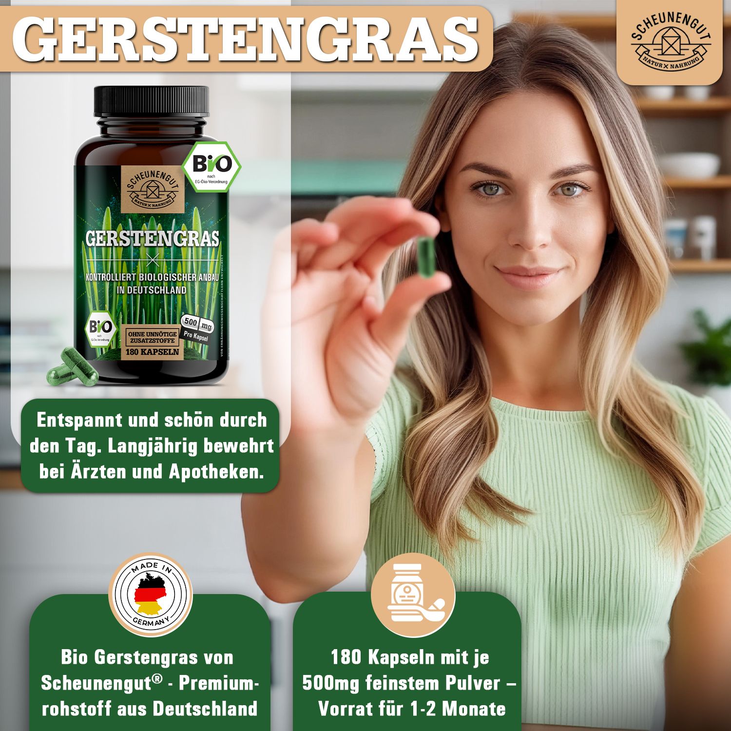 Scheunengut® Bio Gerstengras Kapseln | Das Original aus Deutschland