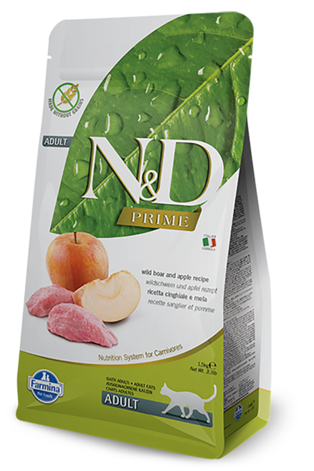 Croquettes n&d prime sanglier & pomme chat adulte 1,5 kg