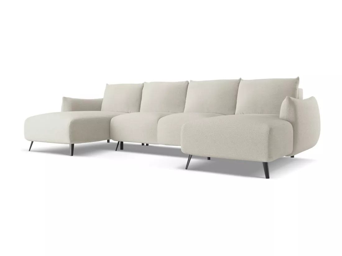 Canapé d'angle panoramique convertible en tissu chenille - argent - MALIE