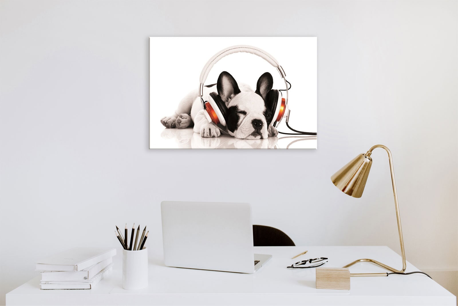 BÖNNINGHOFF Bild MOPS MIT KOPFHÖRERN 90 x 60 cm
