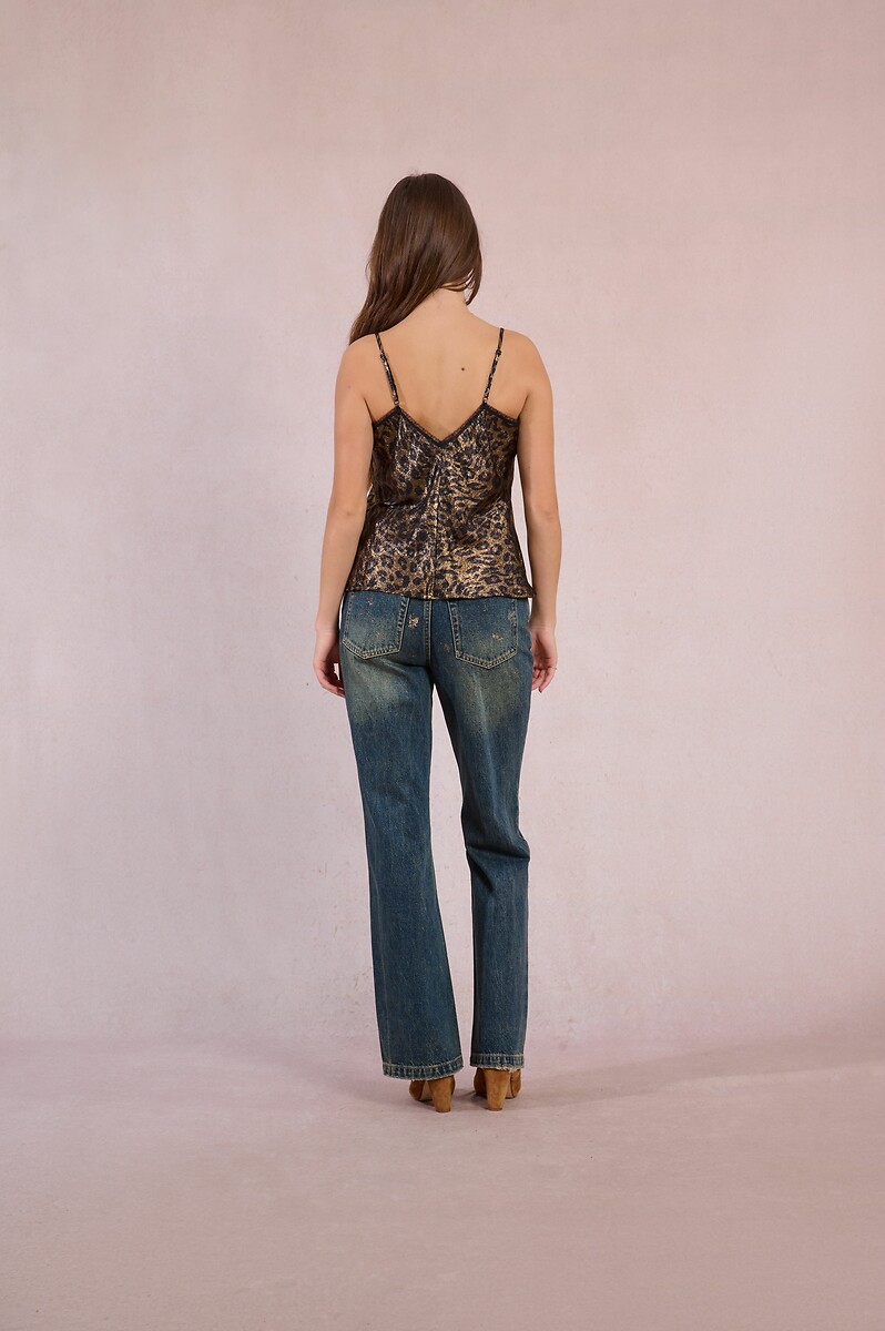 MOLLY BRACKEN<br>Cetim caraco, estampa de leopardo
