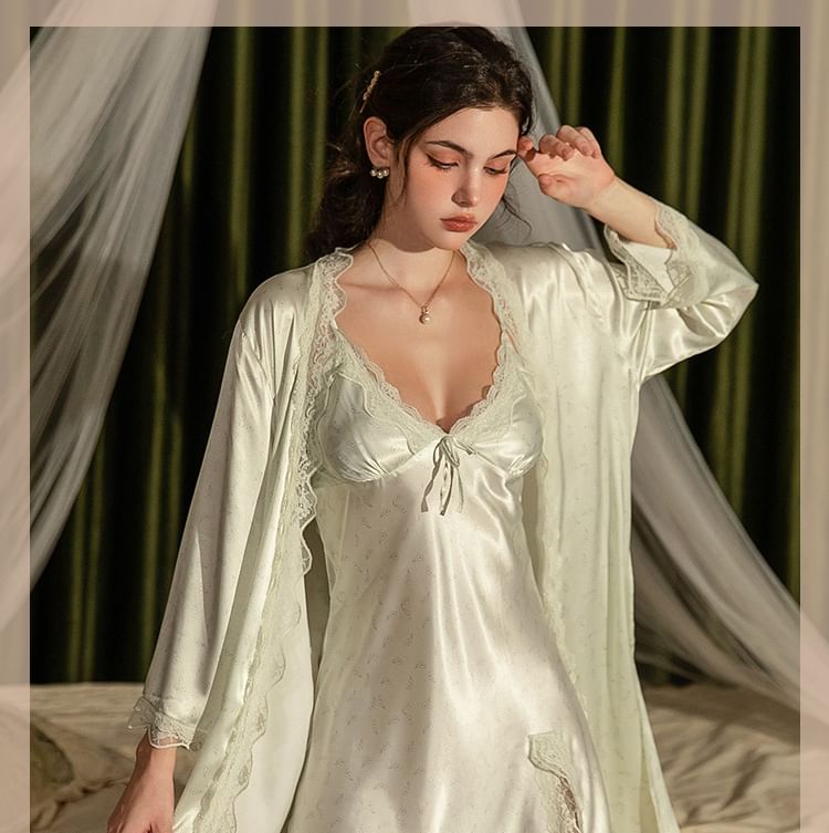 Abriea - Camisole / Shorts / Robe / Set met bloemenprint
