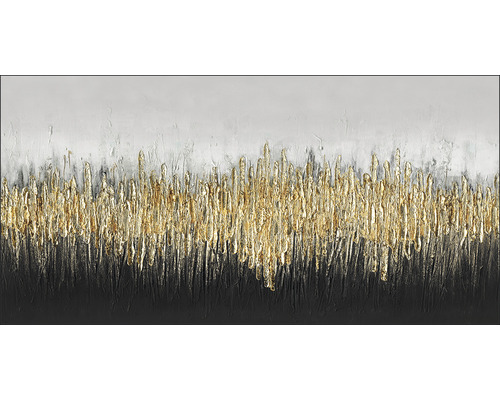 Canvas schilderij grijs-zwart-goud 50x100 cm