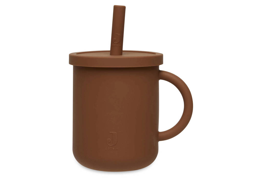 siliconen rietjesbeker met rietje Caramel (270 ml)