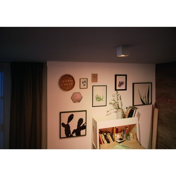 Philips opbouwspot Box wit - Incl 1X LED 4,5W WarmGlow dimbaar
