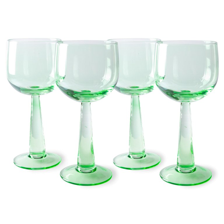 HKliving The Emeralds wijnglas tall set van 4 fern groen