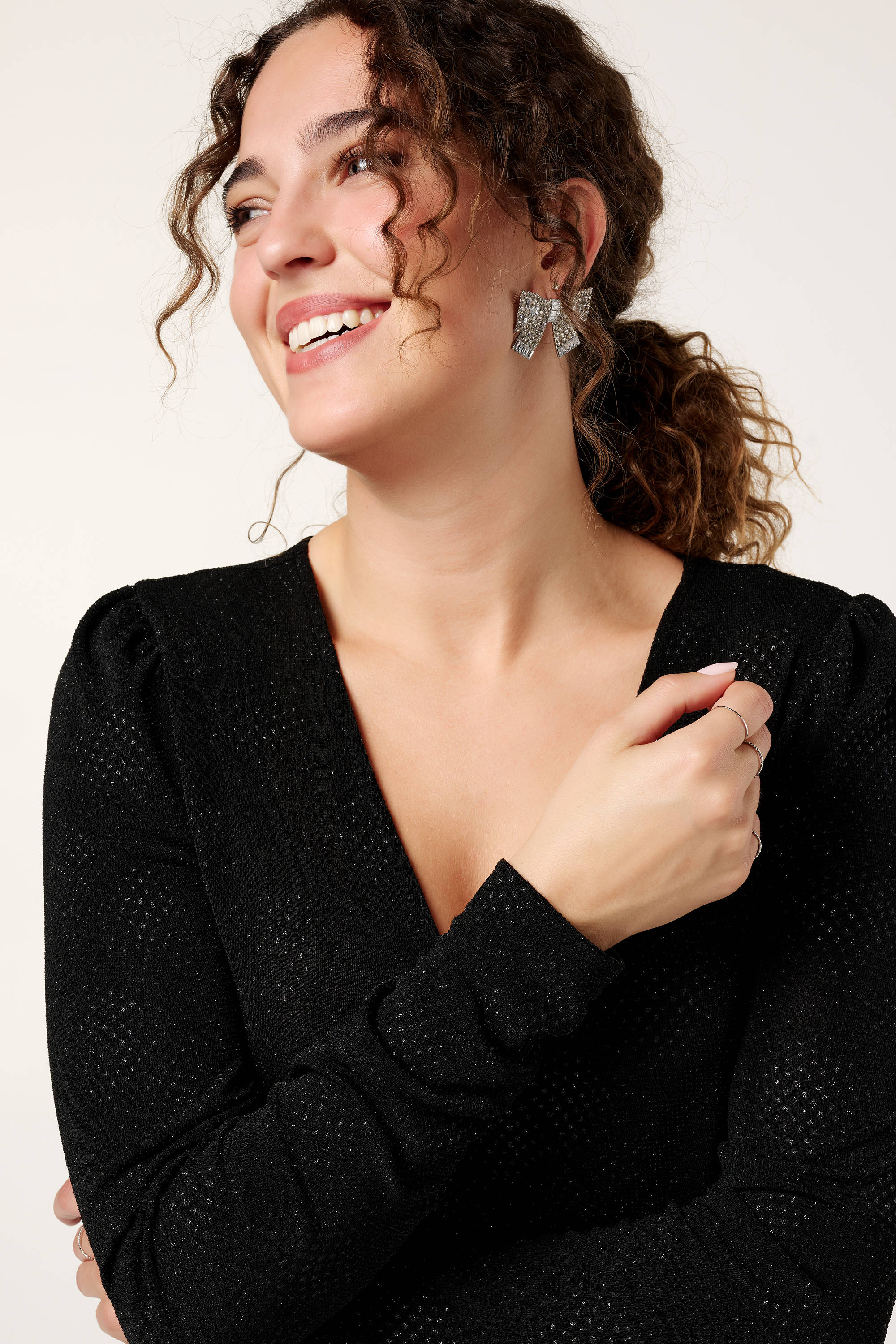 MS Mode korte jurk lurex zwart
