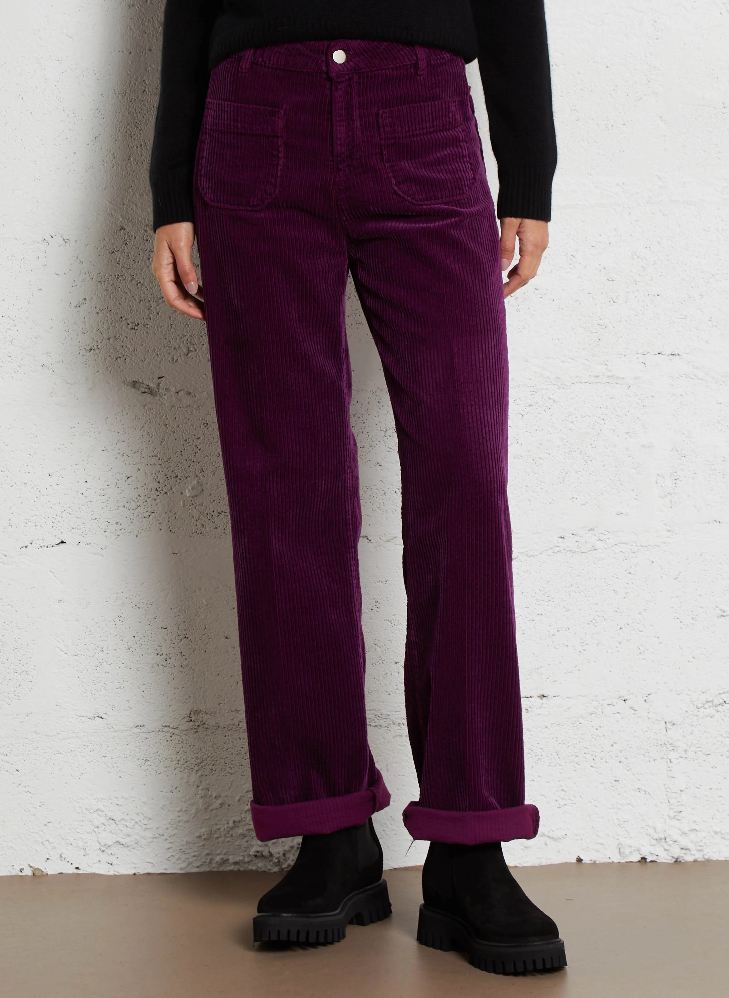 MELVIL - Pantalon flare en velours côtelé | Violet