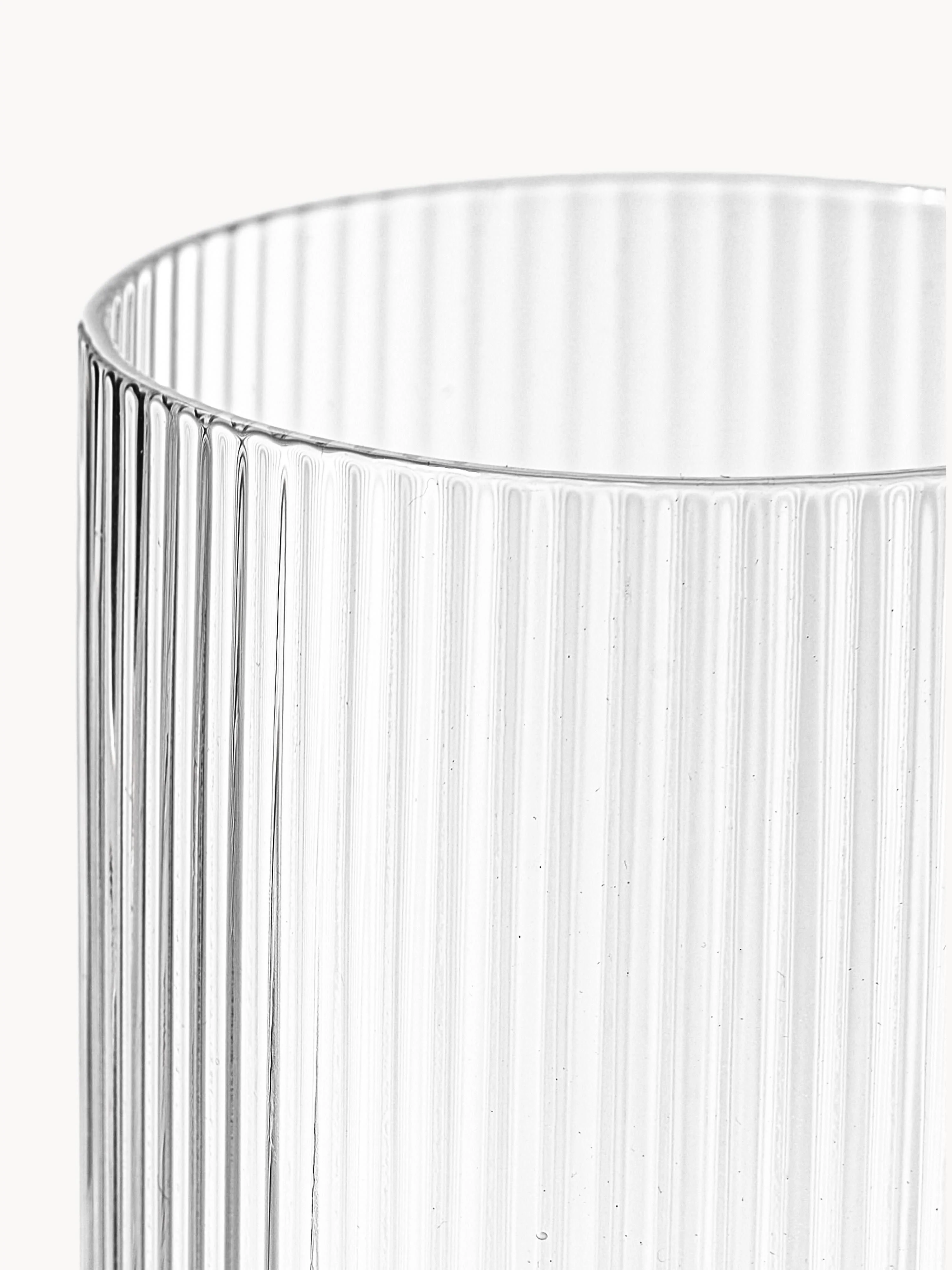 Mondgeblazen longdrinkglazen Ripple met groefreliëf, 4-delig