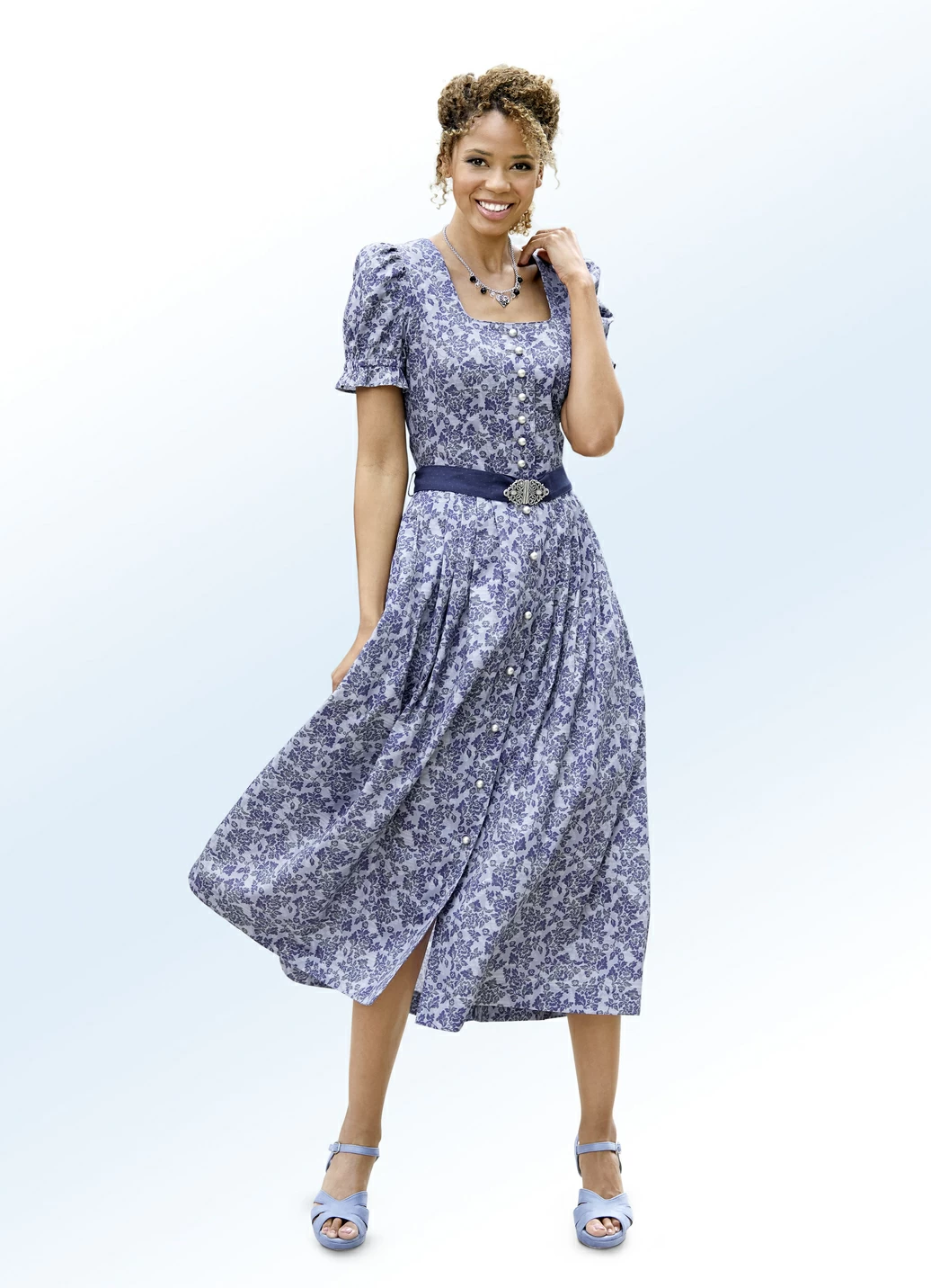 Landhauskleid mit Schmuckknopfleiste