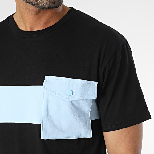 Tee Shirt Poche Noir Bleu Clair