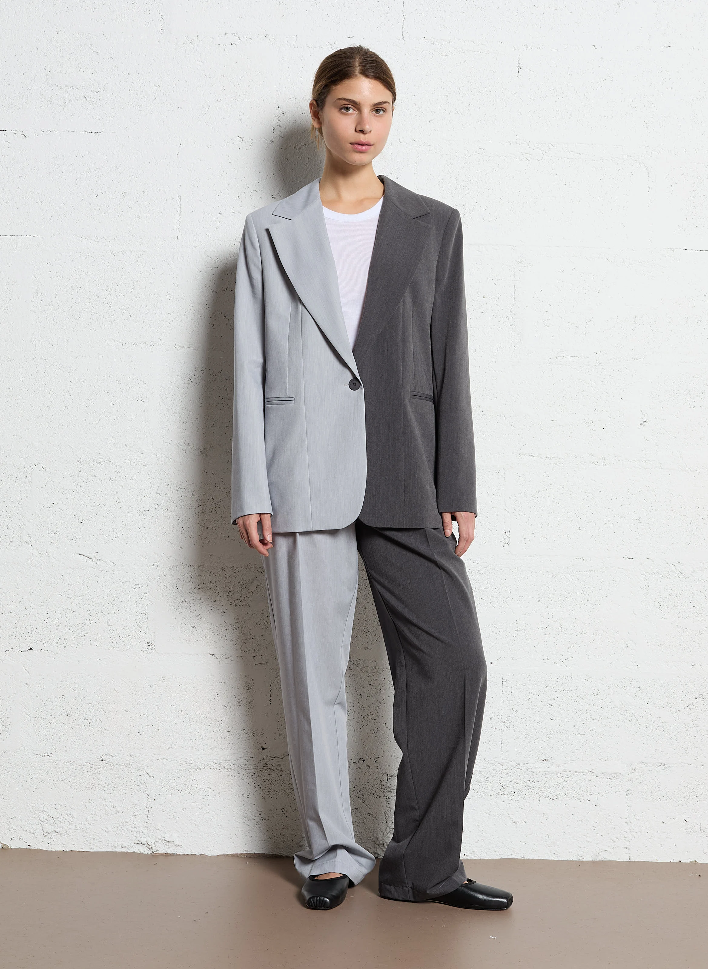 Pantalon large| Gris