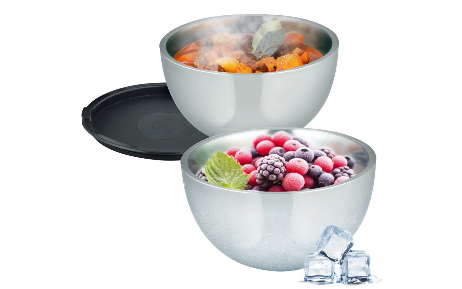 Elo Basic doppelwandige Schüssel silber schwarz 17 cm