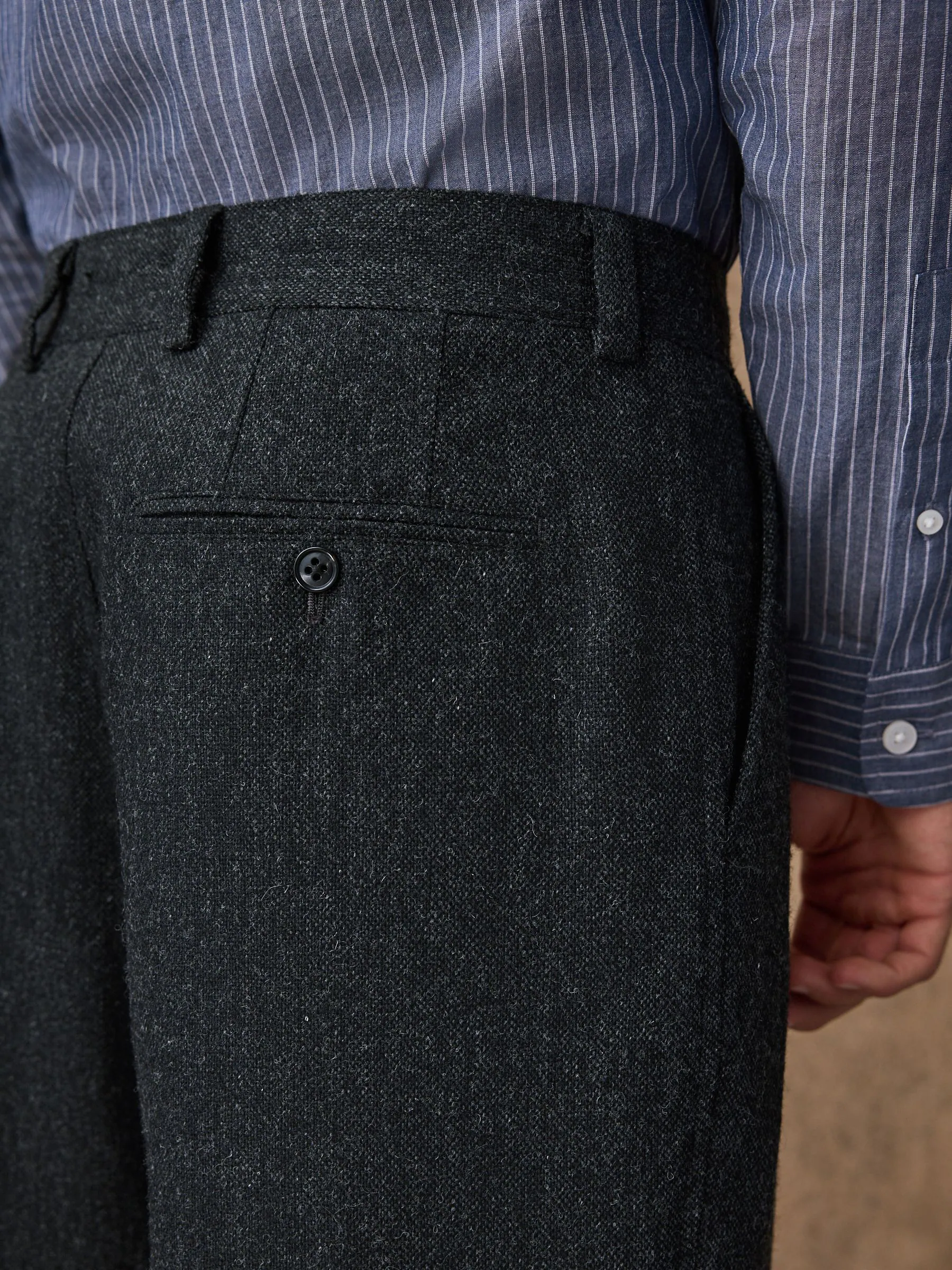 Antraciet - Relaxed Fit Wollen Pak Blend Jack