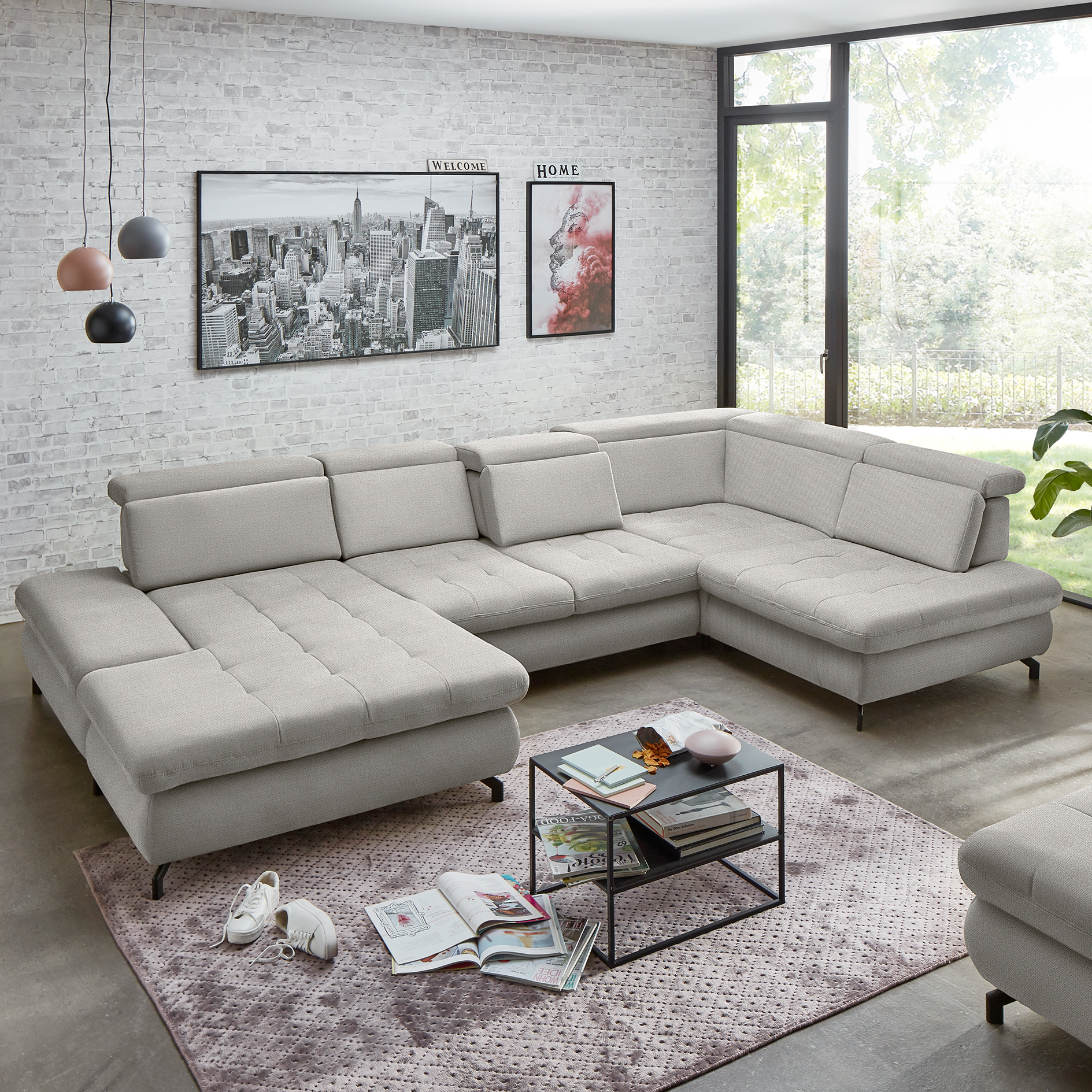 polsterpower Wohnlandschaft - Calido silber - Basismodell - Canapé links