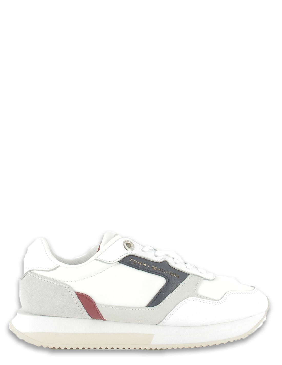 tommy hilfiger Baskets de ville femme essential th runner cuir blanc/bleu/rouge