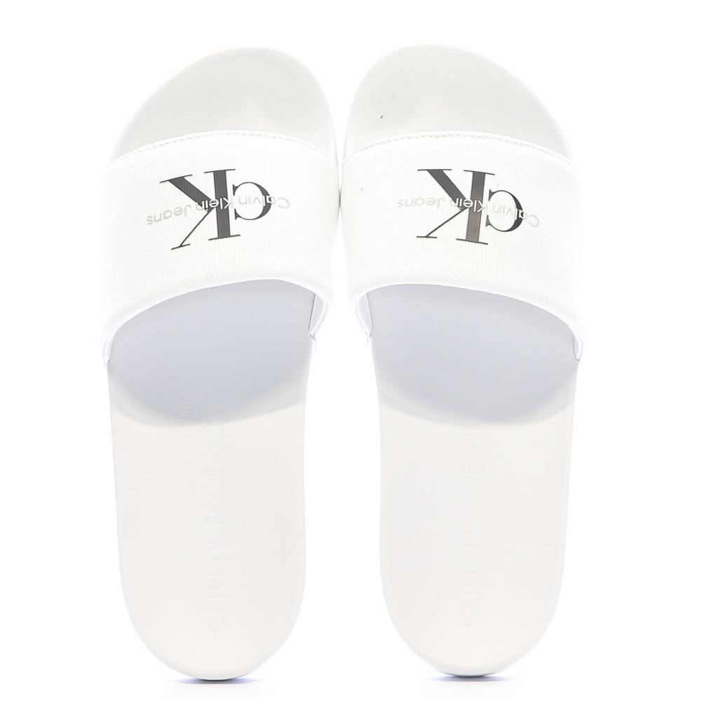 Calvin Klein Jeans Claquettes Blanches Homme Calvin Klein Jeans Slide Monogram