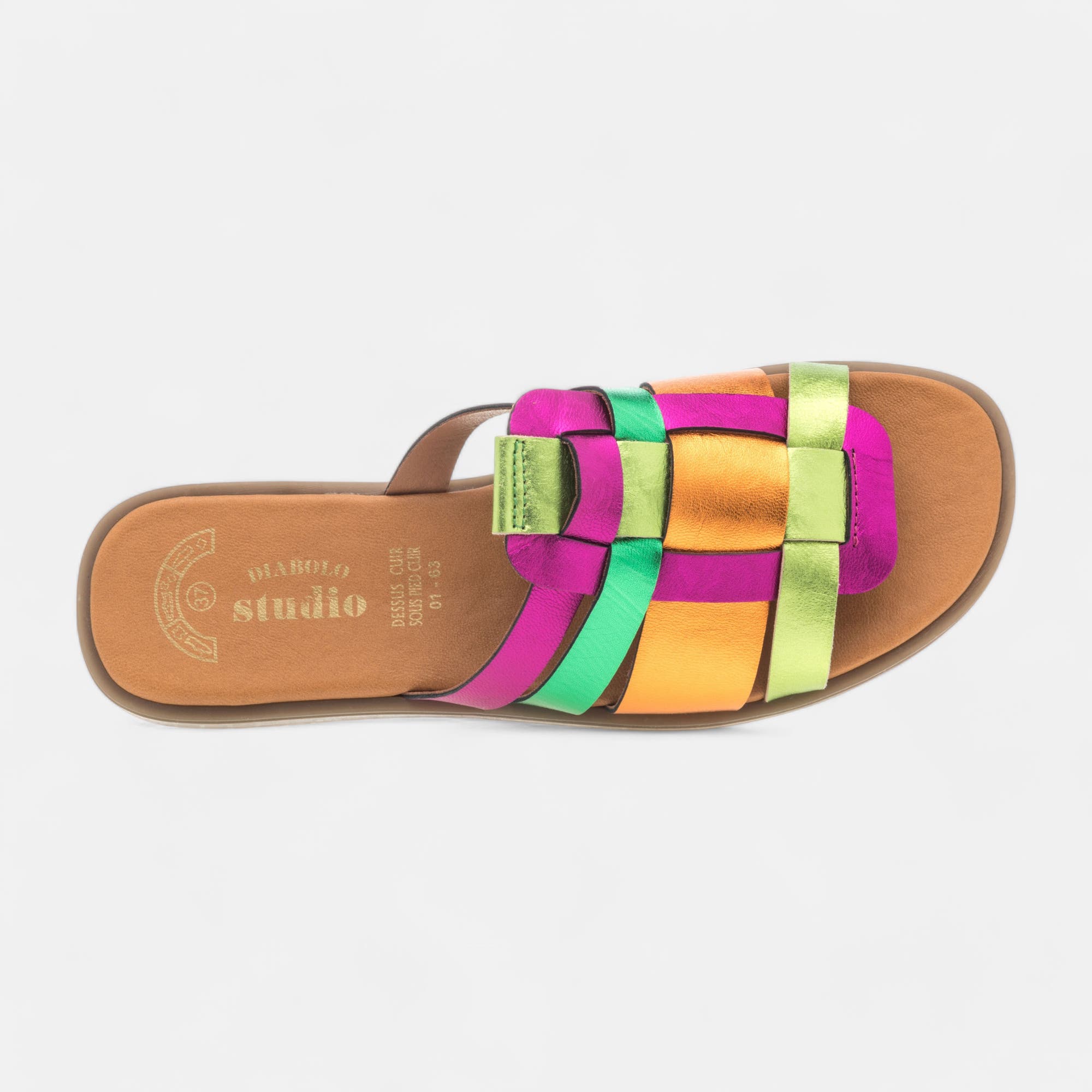 Mules Femme en cuir orange