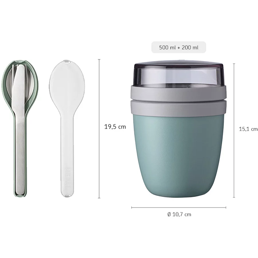 Mepal Lunchpot mit Besteckset Ellipse 500 + 200 ml 4er Set weiß
