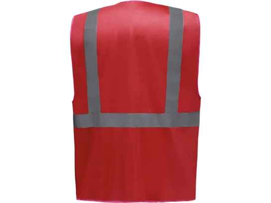 Gilet de travail RETRO multipoches rouge