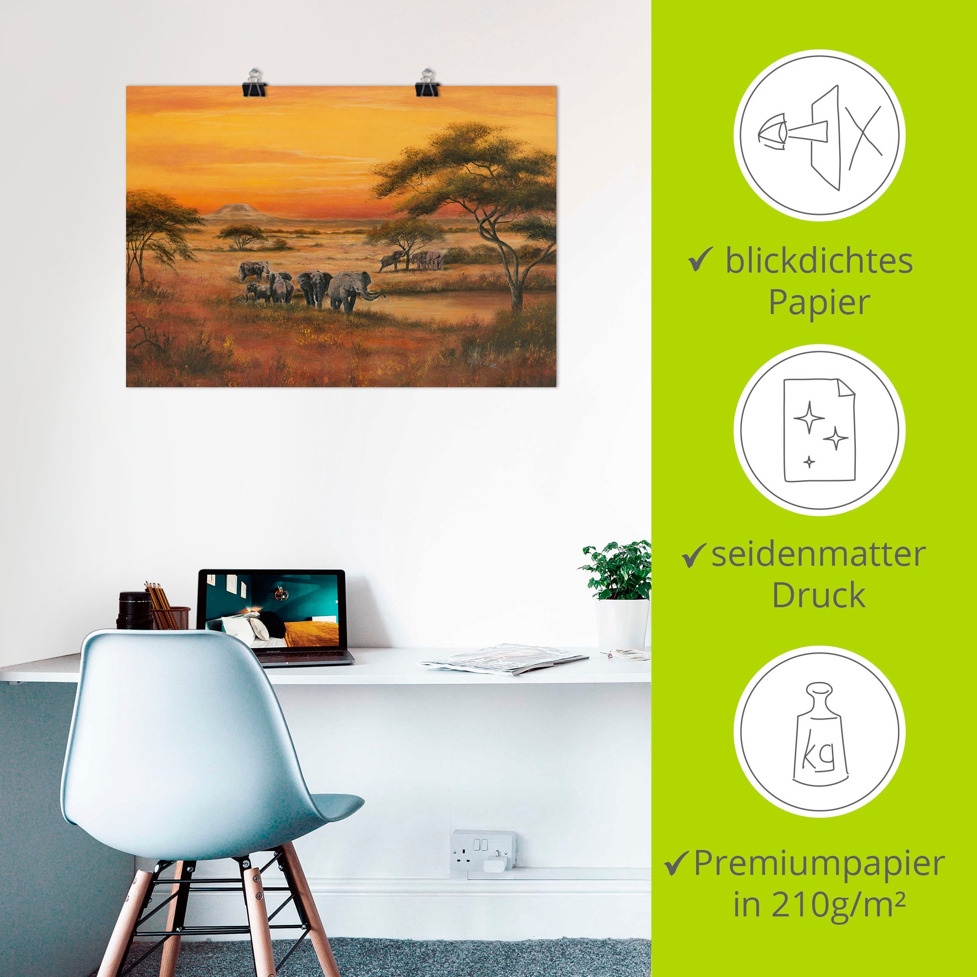 Artland Wandbild »Afrika Elefanten« Afrika 1 Stk. tlg. als Alubild, Outdoorbild, Leinwandbild, Poster in verschied. Grössen