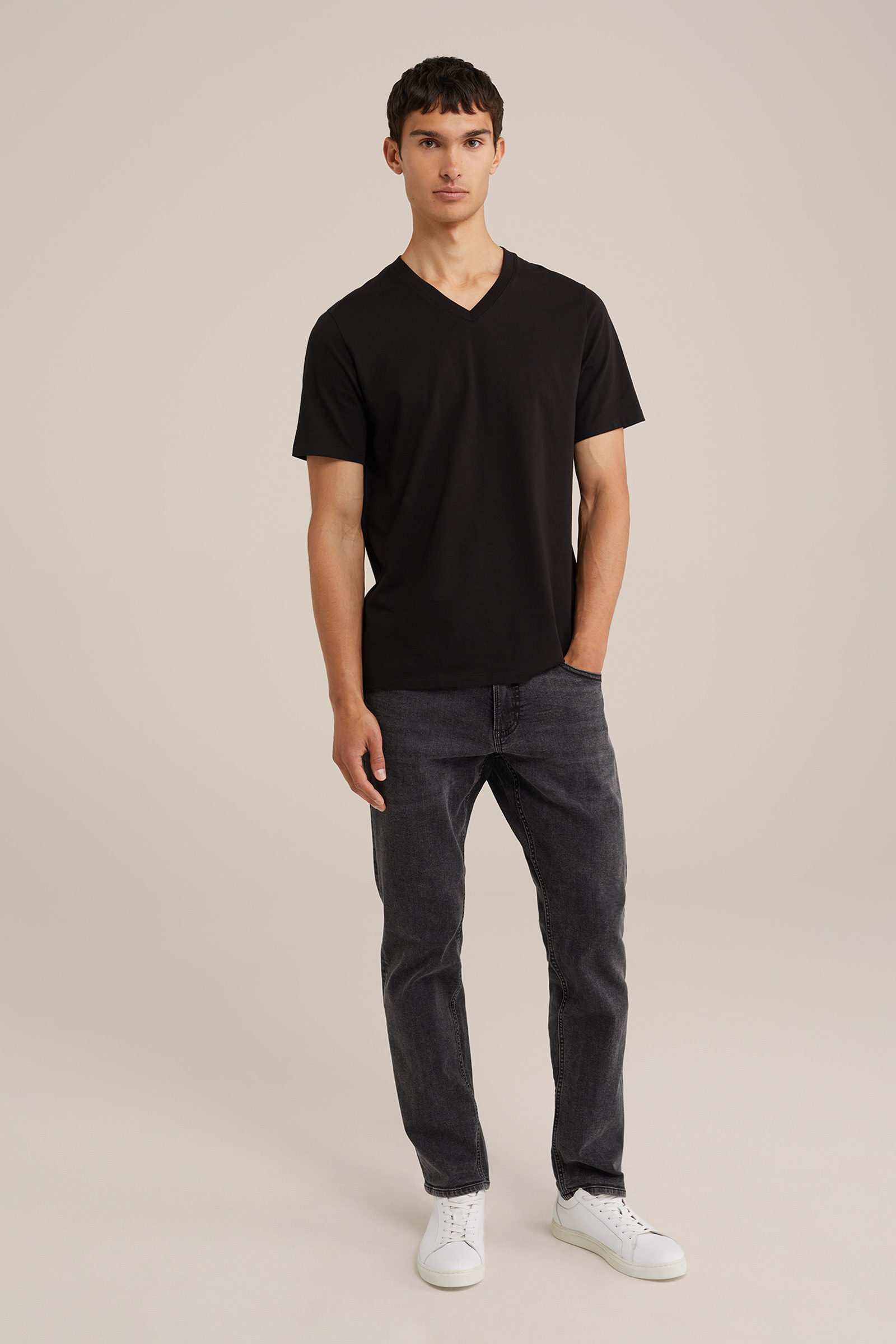 T-shirt van 100% katoen WE Fashion Zwart