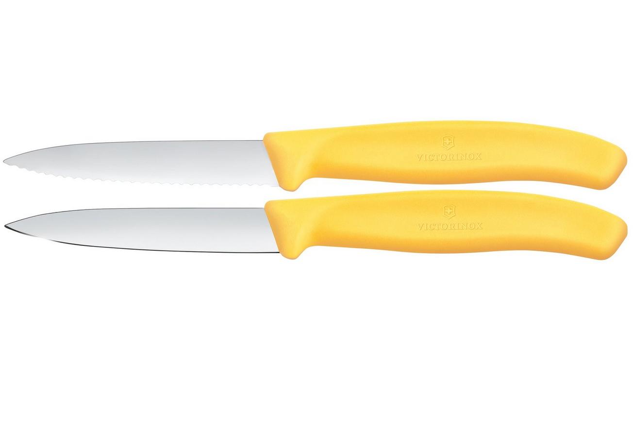 Victorinox Swiss Classic 6.7698.2C1 Straight/Wavy, Yellow, set van 2 groentemesjes, 8 cm