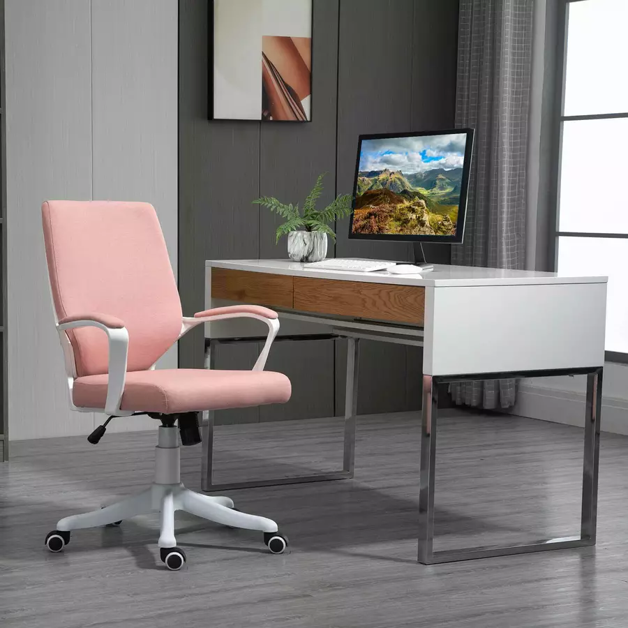 Vinsetto Bürostuhl ergonomisches liniendesign, weiche Polsterung rosaweiß